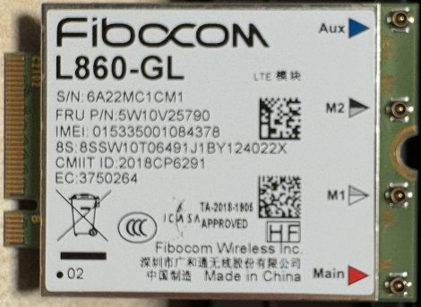 Lenovo Fibocom L860-GL M.2 WWAN kártya FRU: 5W10V25790
