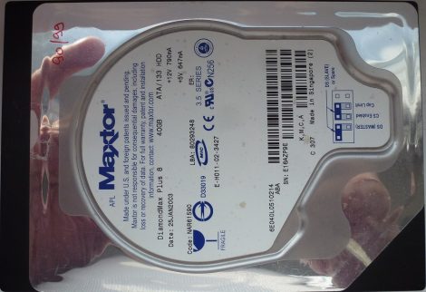 Maxtor 6E040L0 40GB IDE HDD merevlemez 99%/99% DiamondMax Plus 8 2003