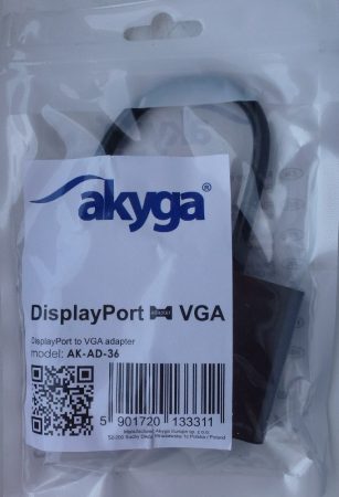Akyga DisplayPort-VGA adapter átalakító AK-AD-36 15 cm
