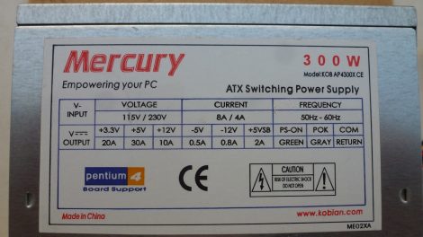 Mercury KOB AP4300X CE 300W ATX PC tápegység 8 cm-es hűtőventilátorral