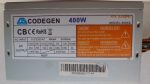   CODEGEN 400W ATX PC tápegység 8 cm-es hűtőventilátorral 2009