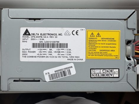 Delta Electronics DPS-200PB-124 A REV: 00 200W ATX PC tápegység 8 cm-es hűtőventilátorral csak régi AMD PC-hez