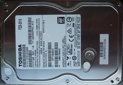 TOSHIBA DT01ACA050 500GB Sata HDD merevlemez 100%/100% DT01ACA 2018