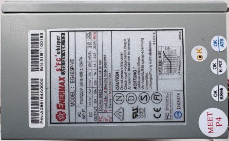 Enermax EG465P-VE 460W ATX PC tápegység két szabályozott hűtőventilátorral