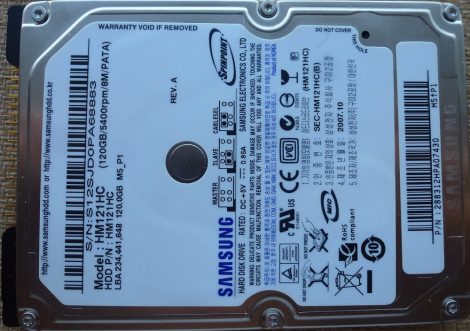 SAMSUNG HM121HC 120GB IDE 2.5'' Laptop HDD merevlemez 100%/91%