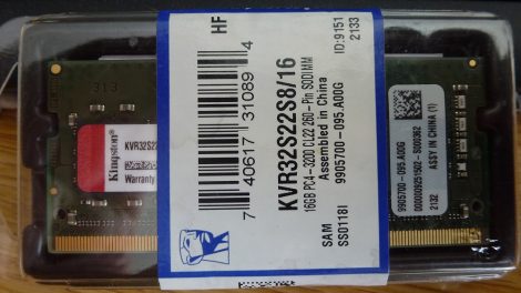 Kingston 16GB DDR4 sodimm PC4-3200 Cl22 laptop memória modul KVR32S22S8/16