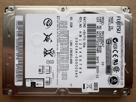 felpörgési hibás Fujitsu MHV2080AT IDE 80GB IDE 2.5" Laptop HDD merevlemez - oktatási célra ingyenes