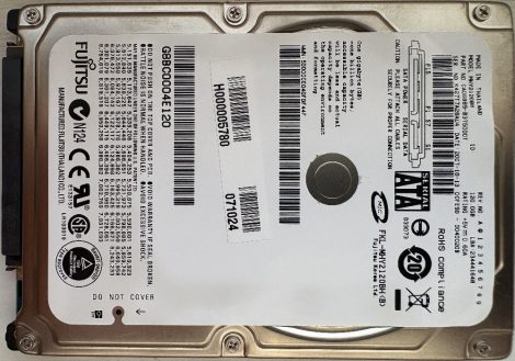 FUJITSU MHY2120BH 120GB 2,5" Sata notebook HDD merevlemez 100%/86% 13 bad sector