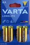  VARTA LONGLIFE alkáli ceruza elem 1,5V AA 4 db ALKALINE LR6 MIGNON 4106 STILO MN1500