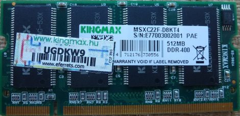 KINGMAX 512MB DDR400 sodimm 400MHz (PC3200) laptop memória modul MSXC22F-D8KT4