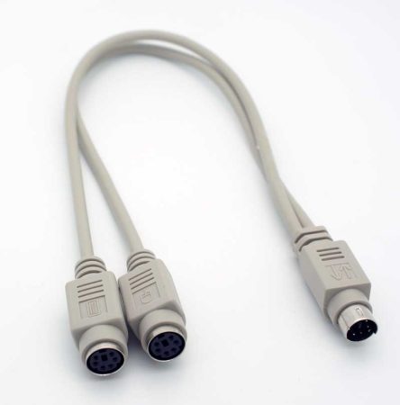 PS/2 billentyűzet - egér szétválasztó Y kábel - keyboard mouse splitter cable - 20 cm