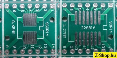 SSOP14 - SOP14 - DIP14 adapter kétoldalas furatgalvanizált nyák