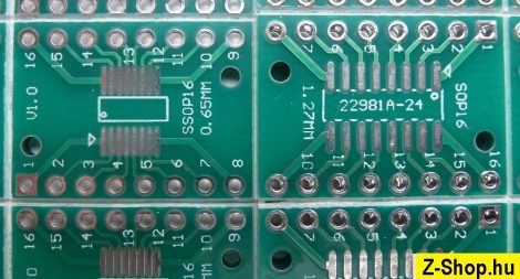SSOP16 - SOP16 - DIP16 adapter kétoldalas furatgalvanizált nyák