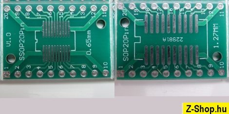 SSOP20 - SOP20 - DIP20 adapter kétoldalas furatgalvanizált nyák