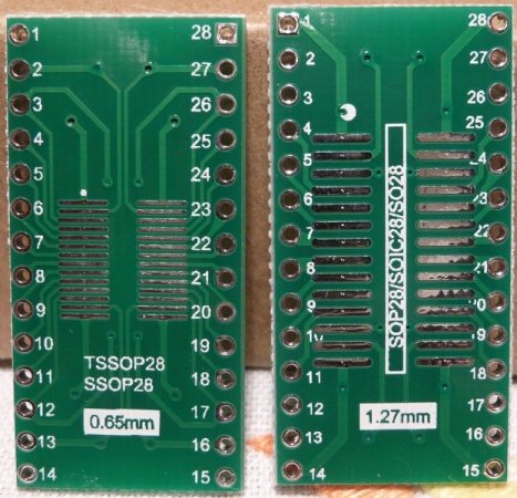 SSOP28 - SOP28 - DIP28 adapter kétoldalas furatgalvanizált nyák