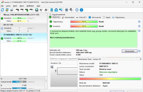 Seagate ST1000LM035-1RK172 1TB 2,5" Sata notebook HDD merevlemez 100%/100% Mobile HDD 1000LM035