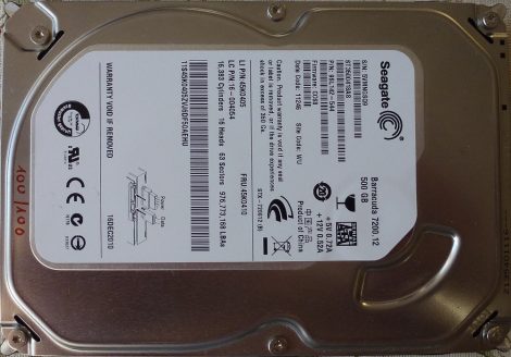 Seagate ST3500418AS 500GB Sata HDD merevlemez 100%/100% Seagate Barracuda 500GB