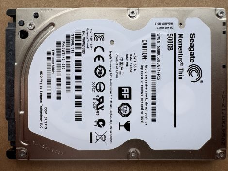 Seagate ST500LT012-9WS142 500GB 2,5'' Sata notebook HDD merevlemez 100%/100% - Momentus Thin 500LT012