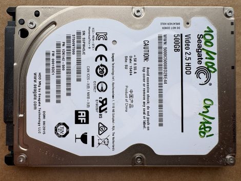 hibás Seagate ST500VT000-1DK142 500GB 2,5" Sata notebook HDD merevlemez 100%/97% Video 2.5 500VT000