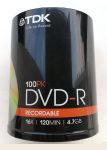 100 darab TDK 16x 4,7GB DVD-R írható DVD lemez csőben