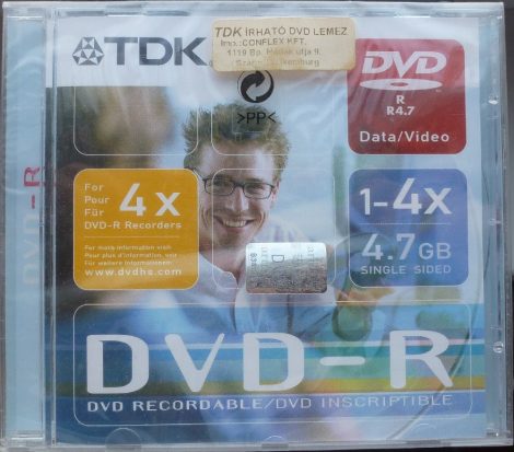 TDK 1-4x 4,7GB DVD-R írható DVD lemez
