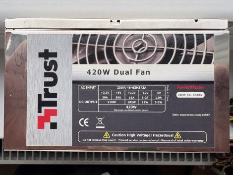 Trust 420W Dual Fan ATX PC tápegység 2 db. 8 cm-es hűtőventilátorral