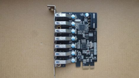 7 portos USB 3.0 PCI-e bővítő kártya - 7 ports 3.0 USB Adapter PCI Express Riser Card - ULS-U3P7N-7PB Rev:2.1