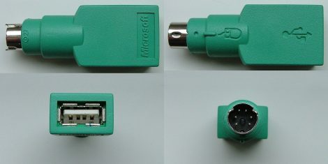 USB Type A mamáról PS/2 Mini DIN6 papára átalakító egér adapter Microsoft