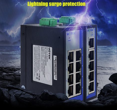 UOTEK UT-60-DSA8T Industrial Switch DC12V-24V-48V -40℃～+85℃ 8 portos 10/100Mbit-s ipari switch MTBF>300,000 hours