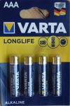 VARTA LONGLIFE vékony alkáli ceruza elem 1,5V AAA 4 db ALKALINE LR03 MN2400 Micro 4103